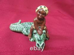 Vintage Pottery Madison Ceramic Arts Studio S & P Shakers Boy On Crocodile