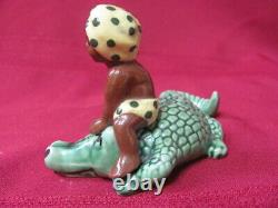 Vintage Pottery Madison Ceramic Arts Studio S & P Shakers Boy On Crocodile
