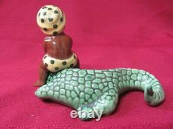 Vintage Pottery Madison Ceramic Arts Studio S & P Shakers Boy On Crocodile
