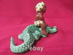 Vintage Pottery Madison Ceramic Arts Studio S & P Shakers Boy On Crocodile