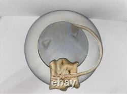 Vintage Pottery Signed Semi-Matte Glaze Bowl with Applied Leaf and Incised Mark