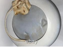 Vintage Pottery Signed Semi-Matte Glaze Bowl with Applied Leaf and Incised Mark