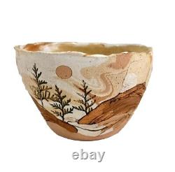 Vintage Pottery Studio Art Brigitte HaagSouthwestern Bowl Handmade 4 Tall