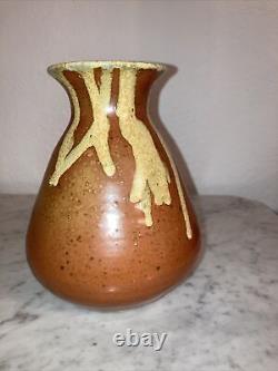Vintage Pottery Vase Signed And Marked Dripping Glaze Studio Pottery