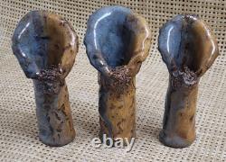 Vintage Pottery Vases Miniture Earth Tone Themed Lot Of Three