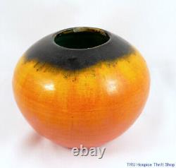 Vintage Primavera France Numbered Art Pottery Petit Orange and Black Vase