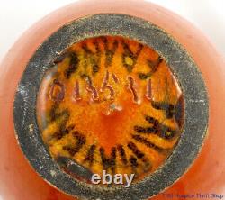 Vintage Primavera France Numbered Art Pottery Petit Orange and Black Vase