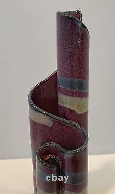 Vintage Quadruple Studio Art Pottery 11-1/2 Vase Signed Bay Pottery Broadway VA