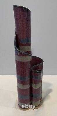 Vintage Quadruple Studio Art Pottery 11-1/2 Vase Signed Bay Pottery Broadway VA