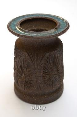 Vintage ROBERT MAXWELL Studio Pottery Fused Glass Vase Cressey Eames era 70s