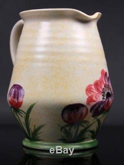 Vintage Radford Studio Art Pottery Jug Hand Painted Flowers