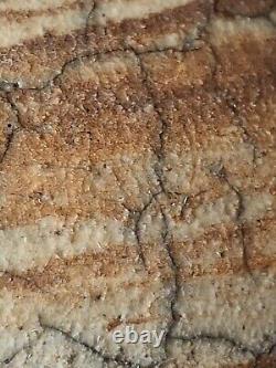 Vintage Raku Crackle Signed Hanson Boho Original Studio Pottery Stoneware