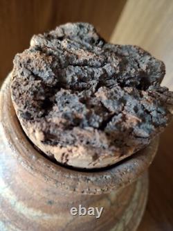 Vintage Raku Crackle Signed Hanson Boho Original Studio Pottery Stoneware