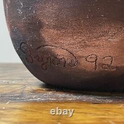 Vintage Raku Fired Ovoid Ceramic Vessel, Signed (ca. 1992)