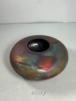 Vintage Raku Fired Postmodern Stoneware Signed Vessel 6 in