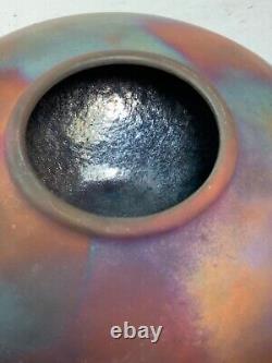 Vintage Raku Fired Postmodern Stoneware Signed Vessel 6 in