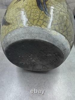 Vintage Raku Studio Art Pottery Vase 9 Signed Marc Ward