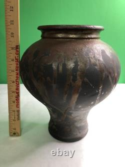 Vintage Raku Studio Art Pottery Vase Iridescent Metallic Glaze Signed 1991 Odell
