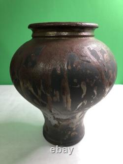 Vintage Raku Studio Art Pottery Vase Iridescent Metallic Glaze Signed 1991 Odell