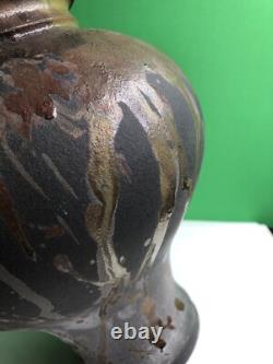 Vintage Raku Studio Art Pottery Vase Iridescent Metallic Glaze Signed 1991 Odell