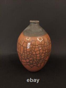Vintage Raku Studio Pottery Vase Maurice Villency