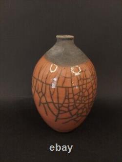 Vintage Raku Studio Pottery Vase Maurice Villency