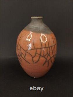 Vintage Raku Studio Pottery Vase Maurice Villency