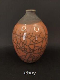 Vintage Raku Studio Pottery Vase Maurice Villency