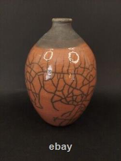 Vintage Raku Studio Pottery Vase Maurice Villency