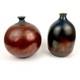 Vintage Raku Weed Vases Copper Glaze Turquoise Accent