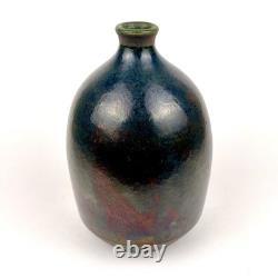 Vintage Raku Weed Vases Copper Glaze Turquoise Accent