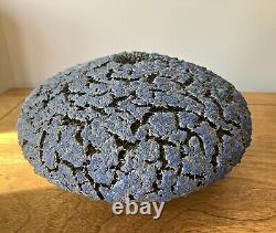 Vintage Randy O'Brien studio pottery vase purple grey texture sculptural AZ art