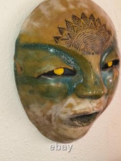 Vintage Rare Mask Drip Glaze 10 Inches Long Studio Art Pottery 1930s-40s