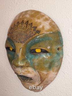 Vintage Rare Mask Drip Glaze 10 Inches Long Studio Art Pottery 1930s-40s
