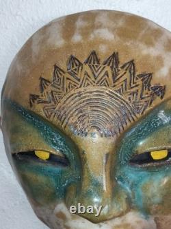 Vintage Rare Mask Drip Glaze 10 Inches Long Studio Art Pottery 1930s-40s