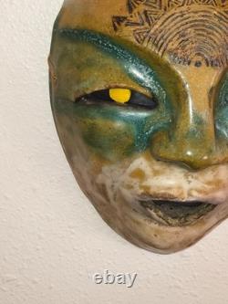 Vintage Rare Mask Drip Glaze 10 Inches Long Studio Art Pottery 1930s-40s