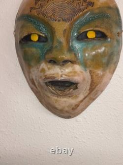 Vintage Rare Mask Drip Glaze 10 Inches Long Studio Art Pottery 1930s-40s