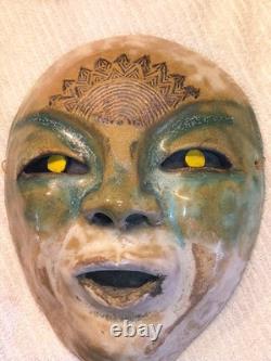 Vintage Rare Mask Drip Glaze 10 Inches Long Studio Art Pottery 1930s-40s