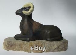 Vintage Rare Studio Art Pottery Animal Sculpture Maigon Daga Stoneware Ram Sheep