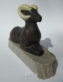 Vintage Rare Studio Art Pottery Animal Sculpture Maigon Daga Stoneware Ram Sheep