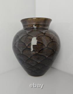Vintage Rare Tracy Dotson NC Studio Pottery Ombre Fish Scale Vase 8 x 7