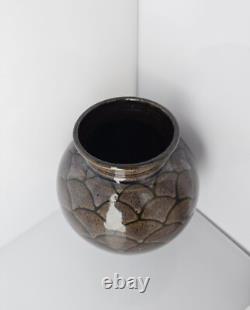 Vintage Rare Tracy Dotson NC Studio Pottery Ombre Fish Scale Vase 8 x 7