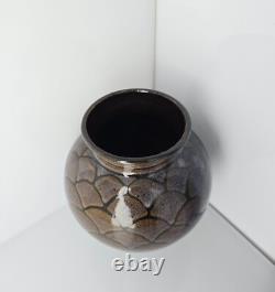 Vintage Rare Tracy Dotson NC Studio Pottery Ombre Fish Scale Vase 8 x 7