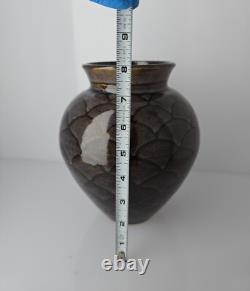 Vintage Rare Tracy Dotson NC Studio Pottery Ombre Fish Scale Vase 8 x 7