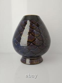Vintage Rare Tracy Dotson NC Studio Pottery Ombre Fish Scale Vase 8 x 7