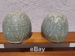 Vintage Rarely Seen Pair Jt Abernathy Studio Art Pottery Flower Pots MCM