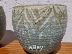 Vintage Rarely Seen Pair Jt Abernathy Studio Art Pottery Flower Pots MCM