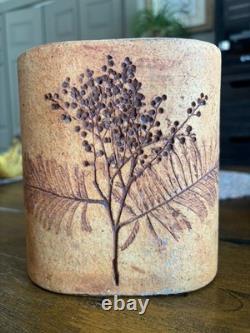 Vintage Raymonde Leduc Vase Signed Herbier Botanical Studio Pottery France