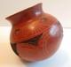 Vintage Red Clay Pottery Etched Round Bottom Vase