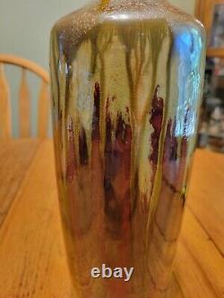 Vintage Red Drip Glaze Art Studio Pottery Vase MCM 13 inches Marked